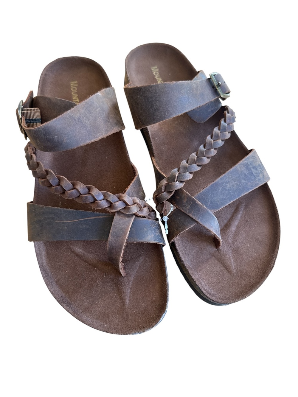 Mountain Sole NEW Braided Strap Brown Leather Sandals 10